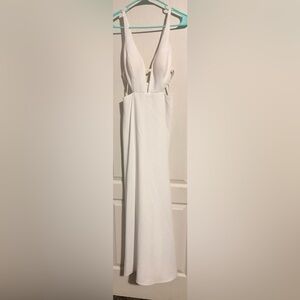 Elegant White Long Dress - Size 2